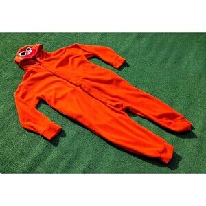 Boys XL Orange Cartoonn GoldfishSoft Fleece Cosplay Hooded Pajama Jumpsuit EUC